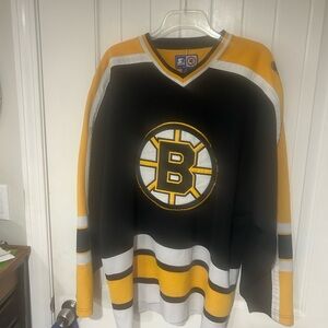 STARTER Boston Bruins Black Gold White Hockey Jersey